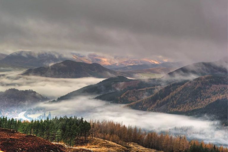 Perthshire Hills In Autumn Mist